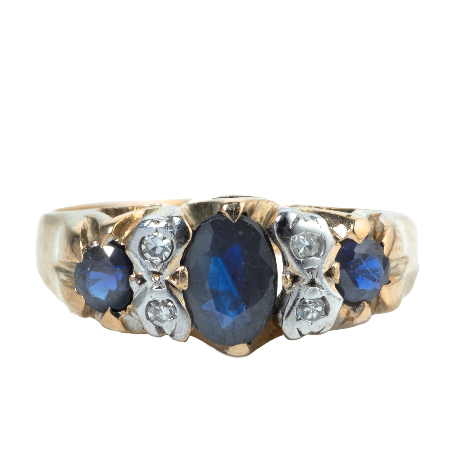 Vintage Sapphire & Diamond 9ct Ring,