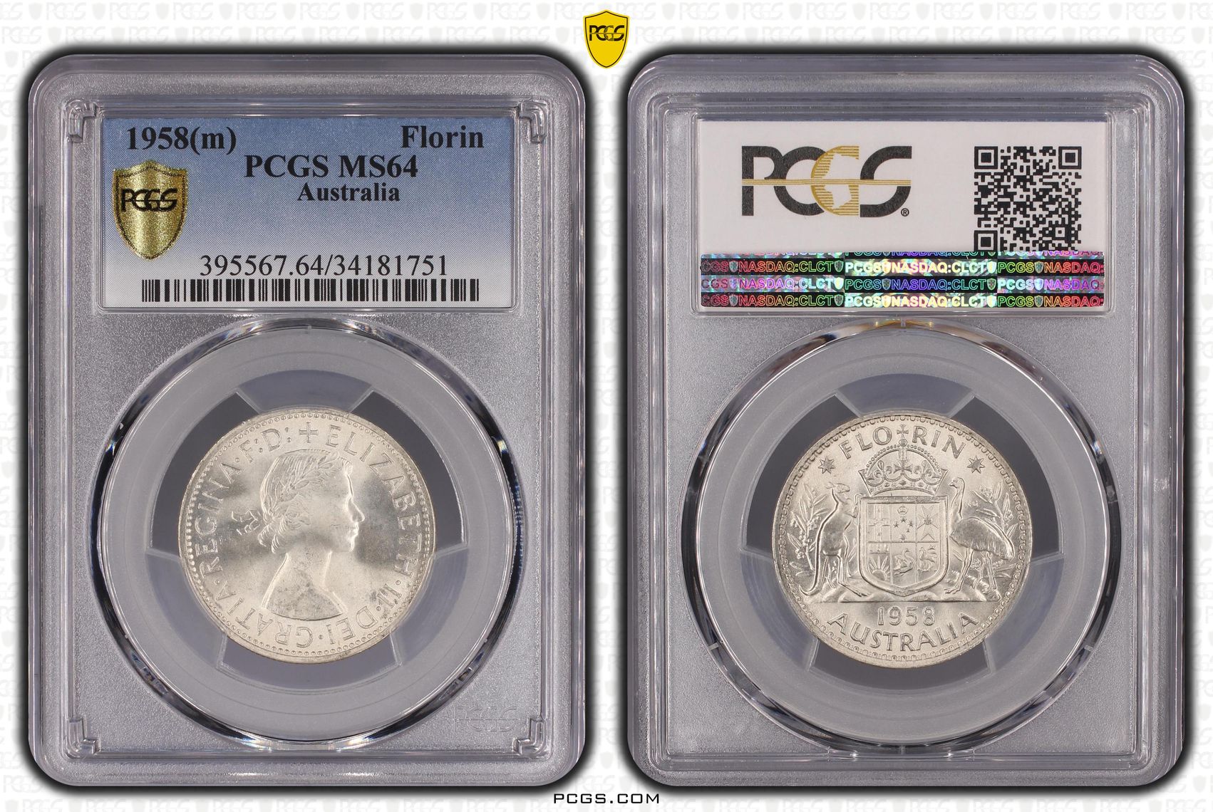 1958(m) Australia Florin Silver PCGS - MS64 -751