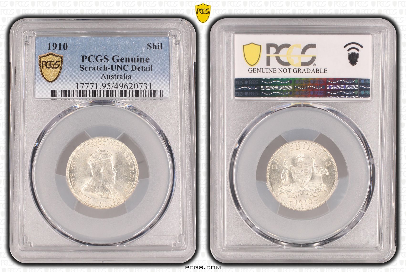 Edward VII, Shilling, 1910, PCGS Genuine - UNC Details (95 - Scratch)