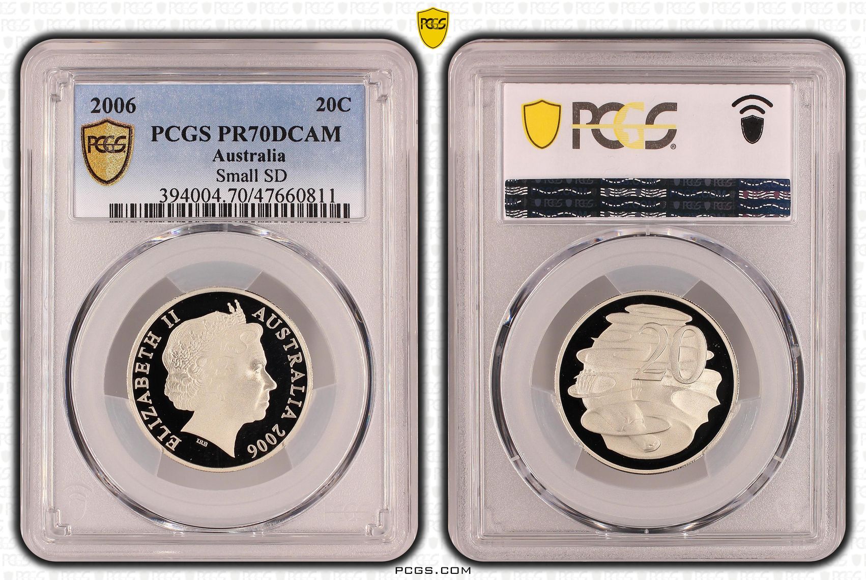 Elizabeth II, Small SD, Twenty Cent, 2006, PCGS PR70DCAM