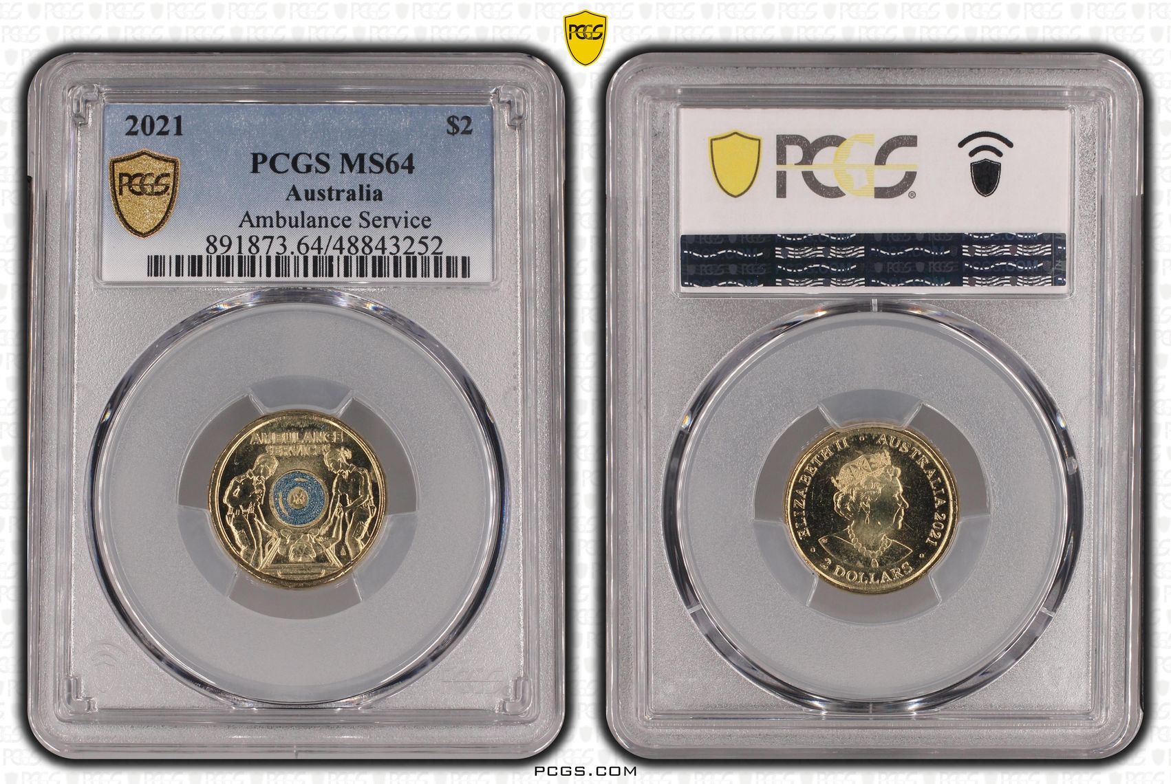 Elizabeth II, Ambulance Service - Colorized , Two Dollar, 2021, PCGS MS64