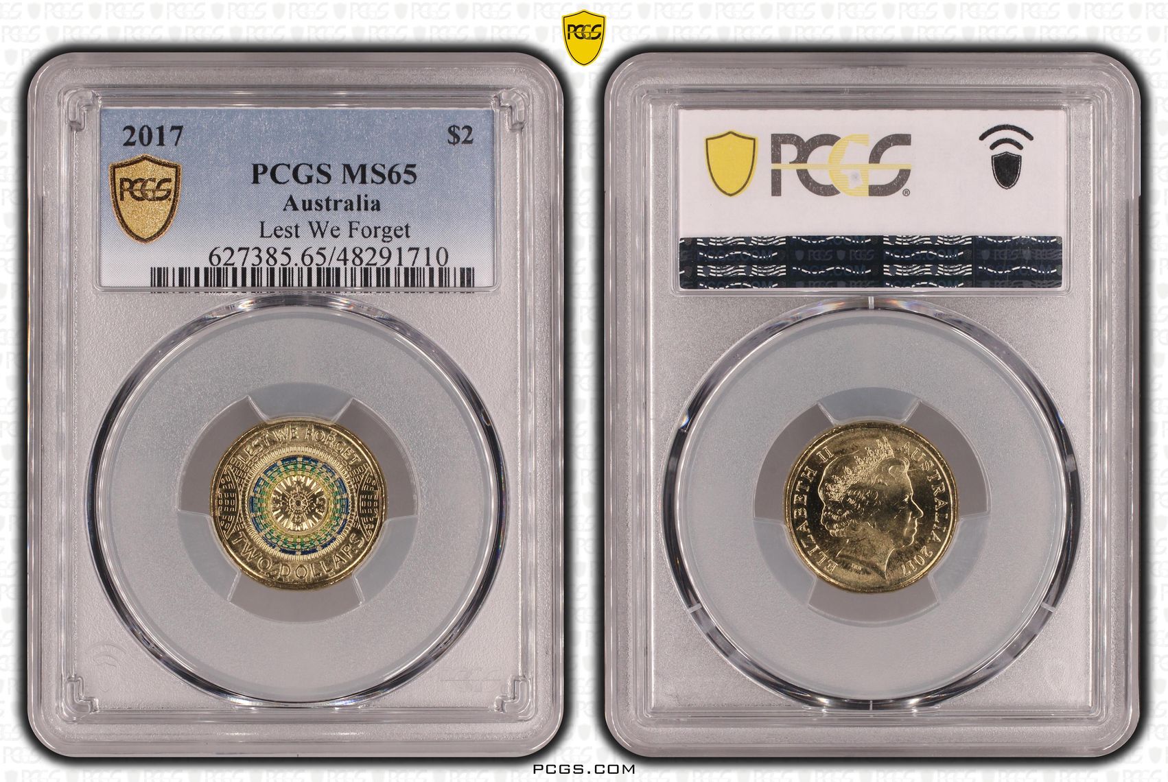 Lest We Forget Colorized , Two Dollar, 2017, PCGS MS65
