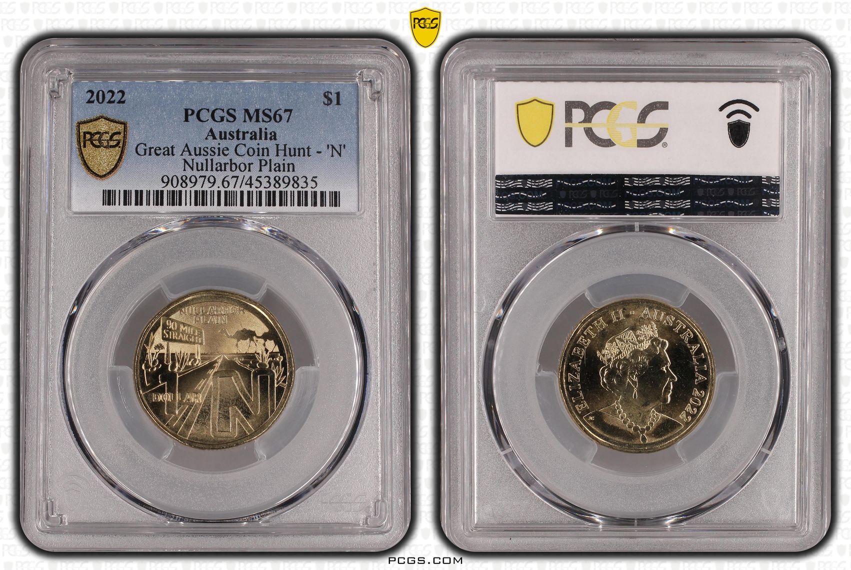 2022 Australia One Dollar, $1 Great Aussie Coin Hunt - 'N' PCGS - MS67 POP 1/0 -835