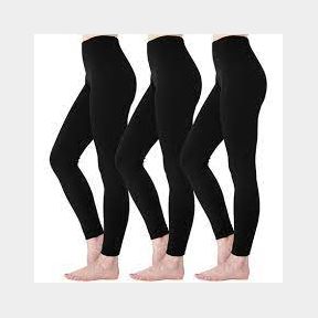 3 x Warm Winter Fleece Lined Leggings With High Waist - Black L/XL -51464/4990-CE 4