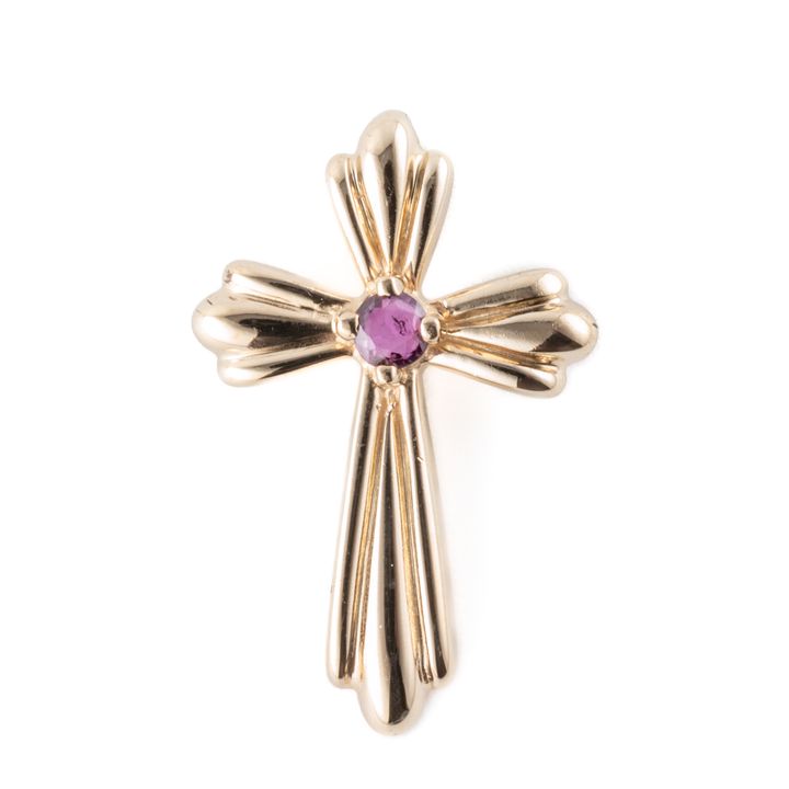 Ruby 14ct Gold Cross Pendant
