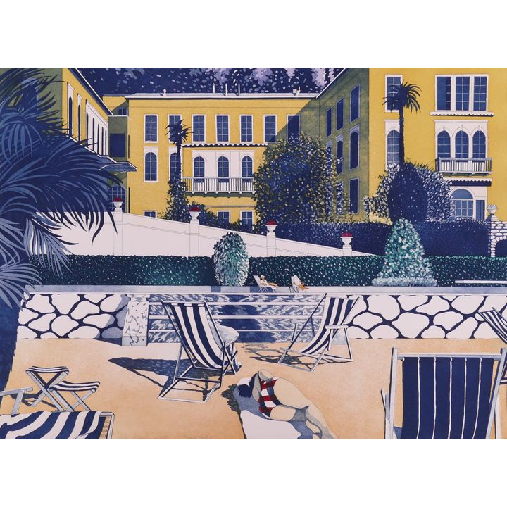 Sherrie Wolf (b. 1952, Oregon) 'Grand Hotel' Hand Colored Etching. Dated 1986. Edition 16/150.