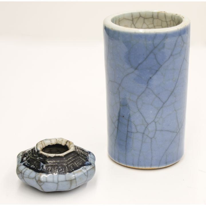 2pc Chinese Clair de Lune Crackle Scholar's Object