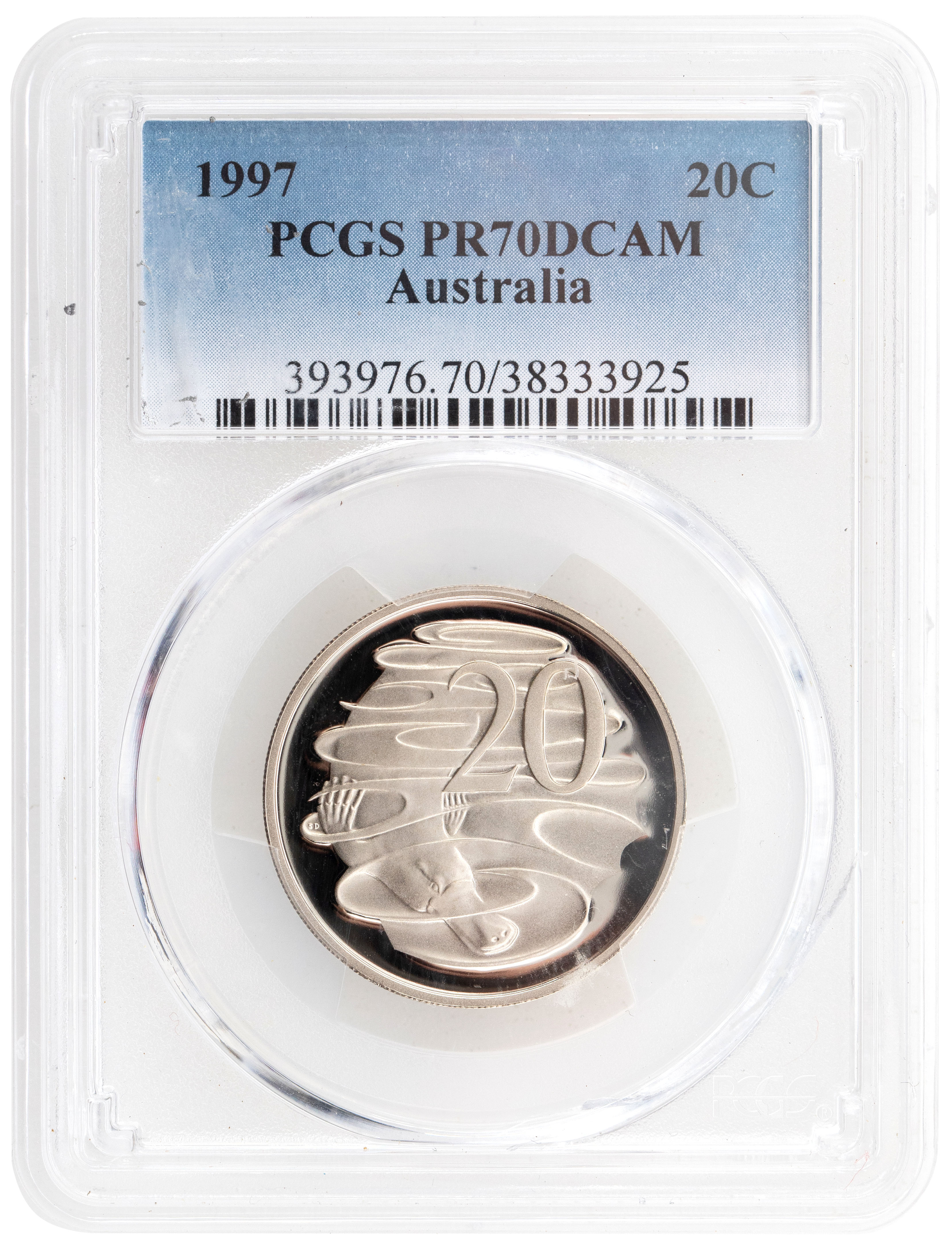 195 · 1997 Australia Twenty Cent, 20c PCGS - PR70DCAM POP 9/0 -925