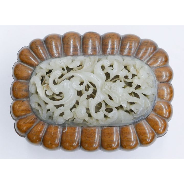 Chinese 18th Cent. White Jade Plaque on Box