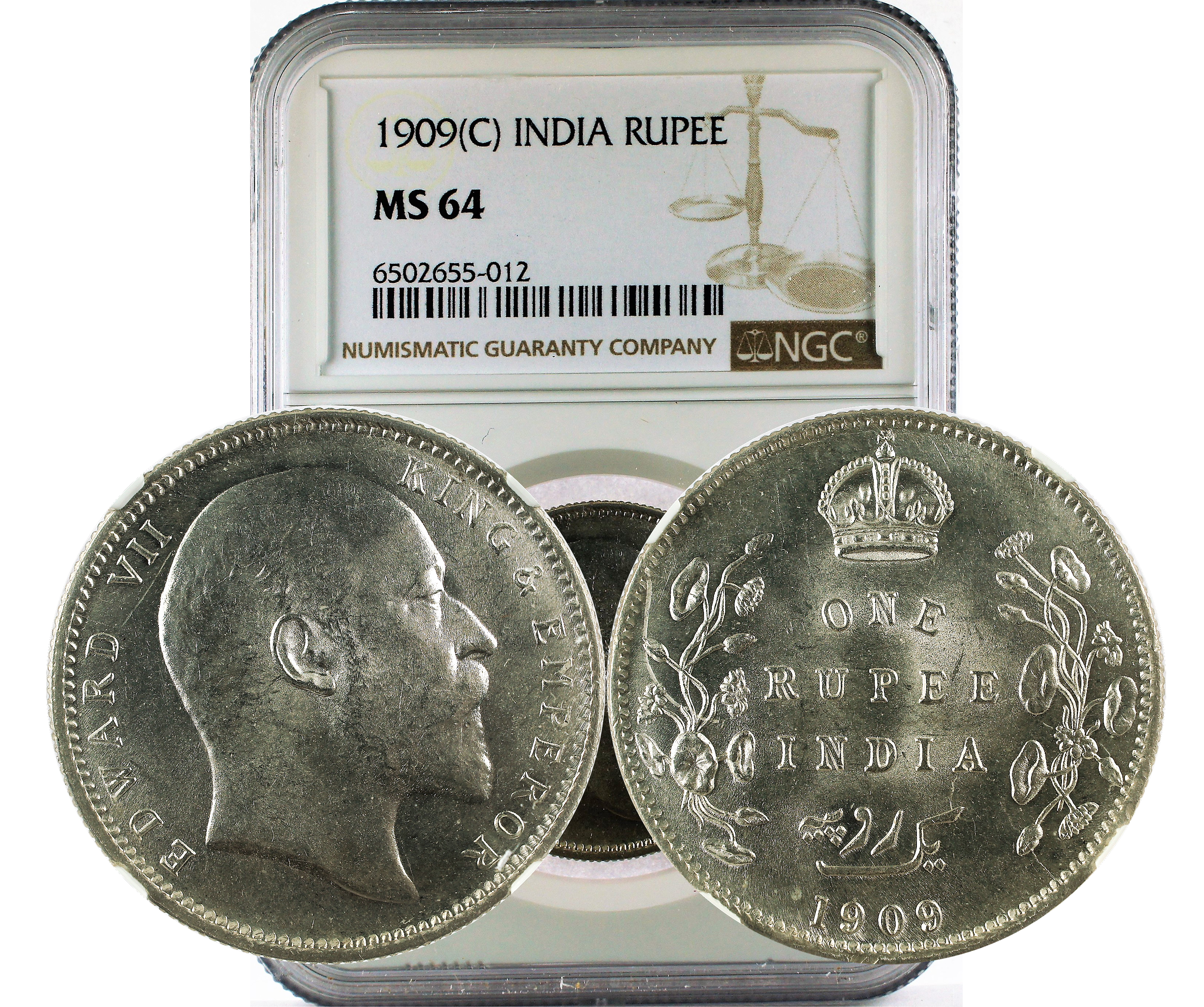 1909(C) INDIA RUPEE MS 64