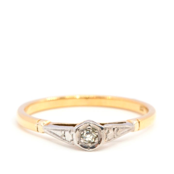 Antique Old Cut Diamond Solitaire Ring 18ct Gold