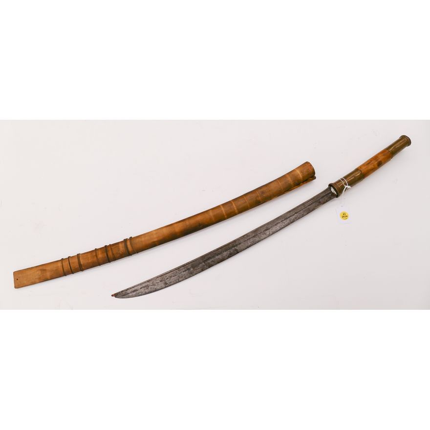 Burmese Bamboo Mounted Dha Sword- 35''
