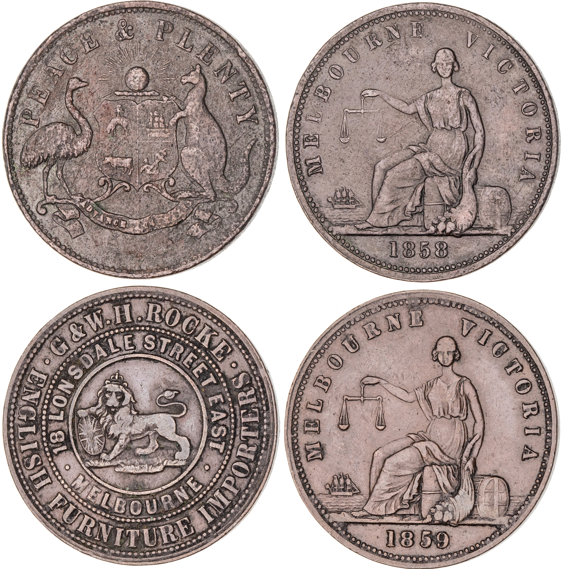 Melbourne, Victoria, G & W. H. Rocke, Penny, 1859, aVF
