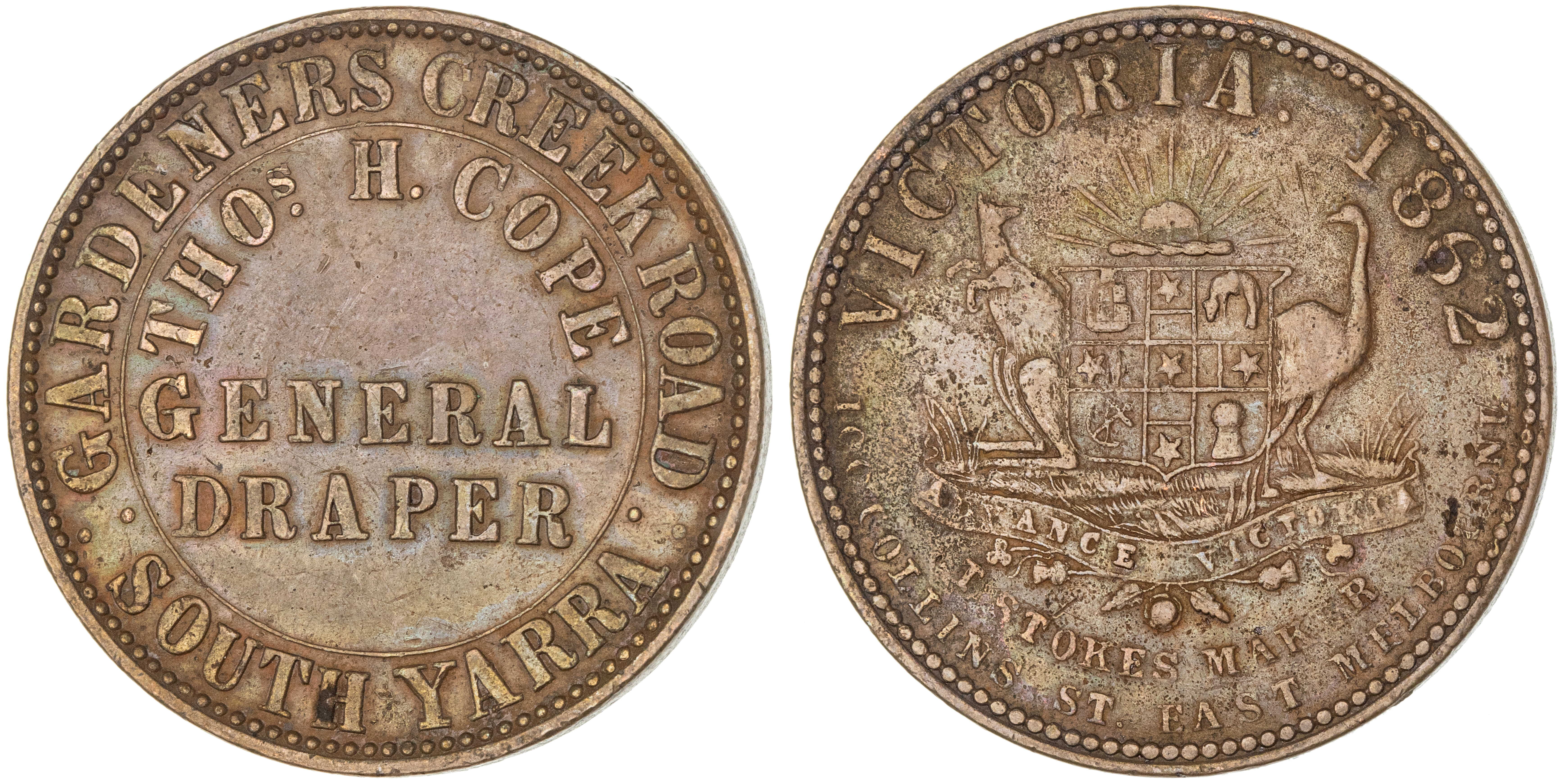 South Yarra, Victoria, Thomas Cope, Penny, 1862, gVF