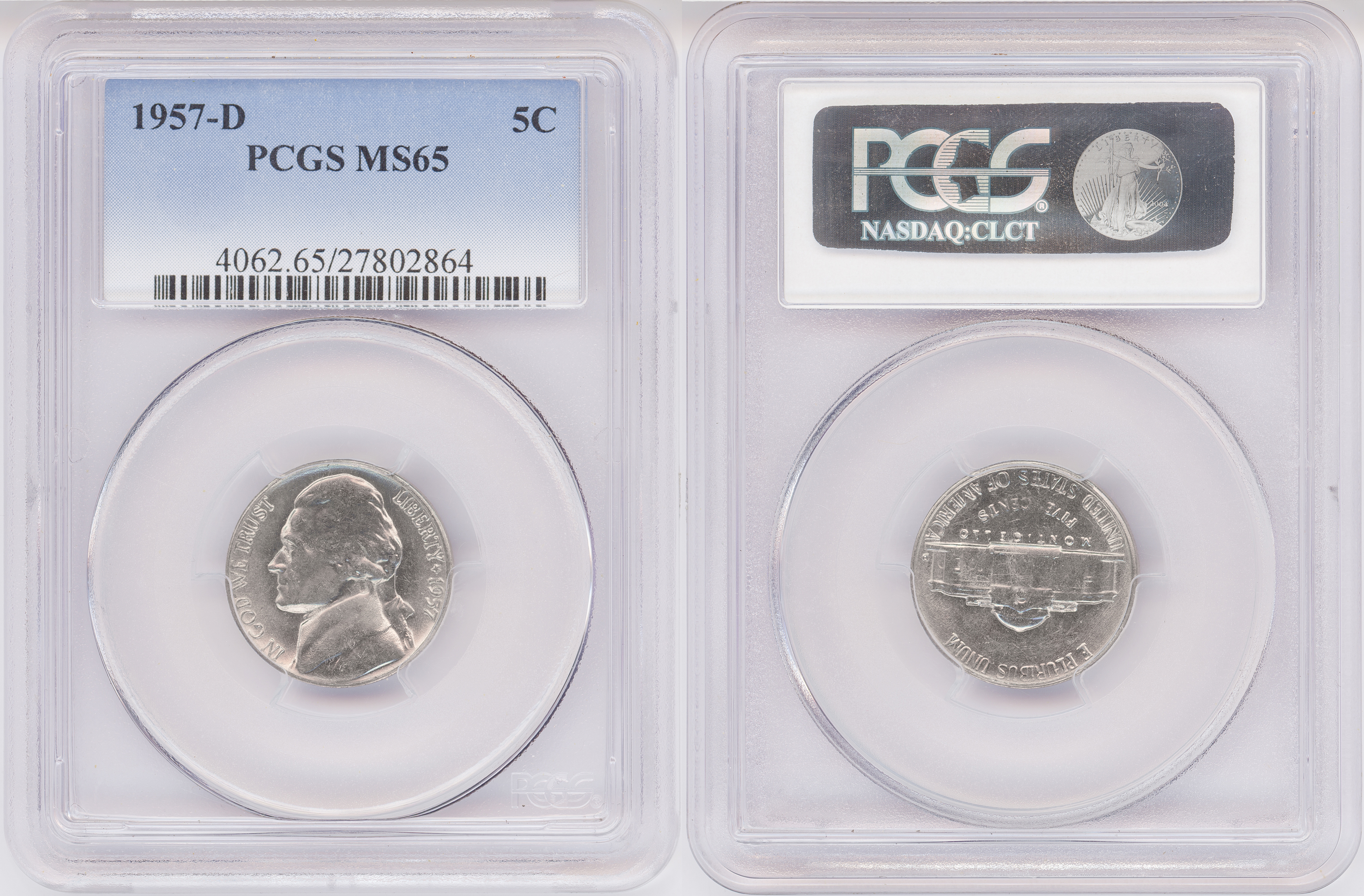 The United States of America, Five Cent, 1957-D, PCGS MS65