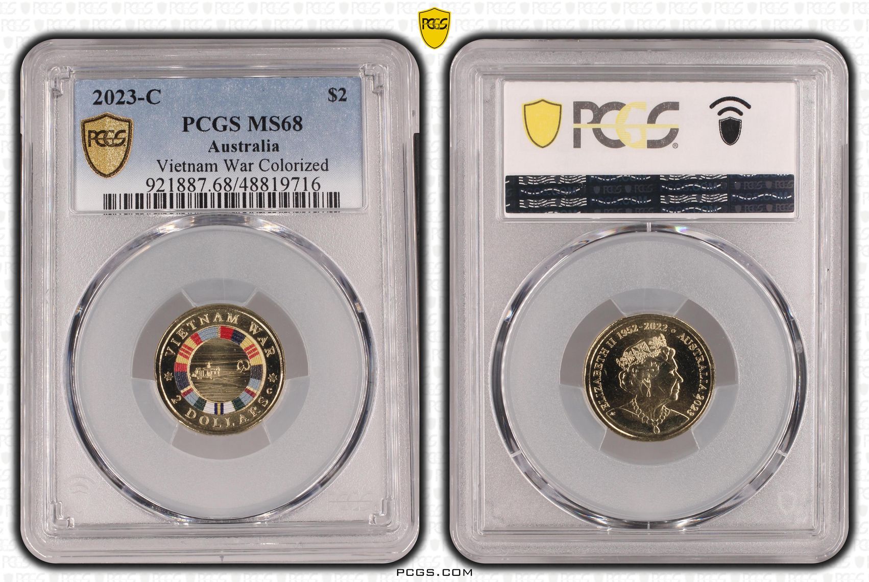 Elizabeth II, Vietnam War Colorized, Two Dollar, 2023-C, PCGS MS68