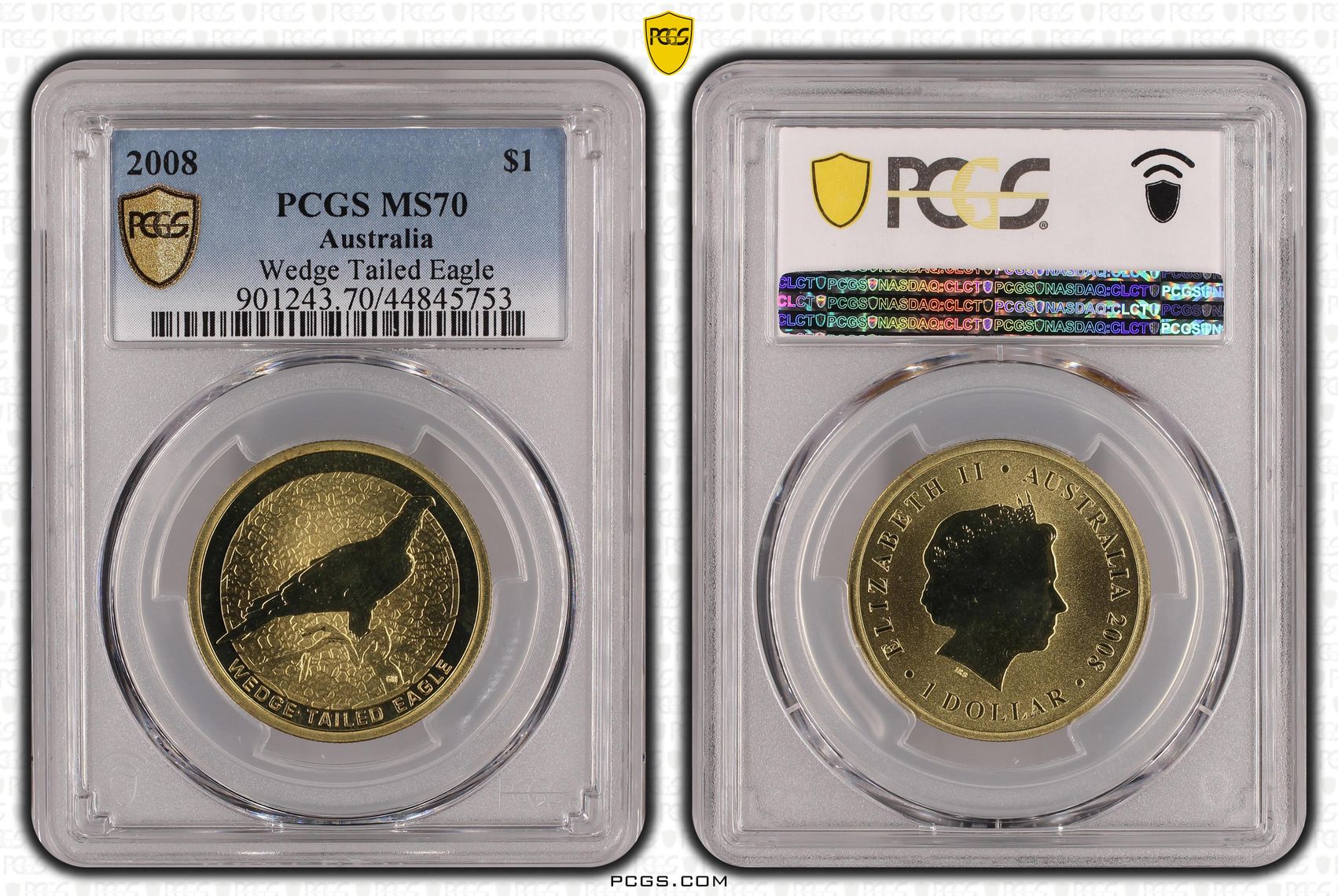 191 · 2008-P Australia One Dollar, $1 Wedge Tailed Eagle PCGS - MS70 POP 1/0 -753