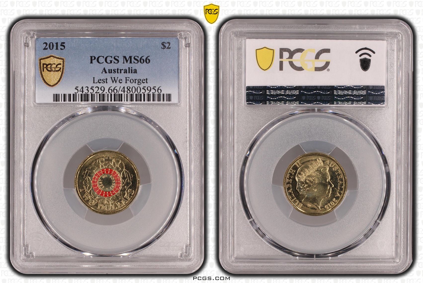 Lest We Forget Colorized , Two Dollar, 2015, PCGS MS66