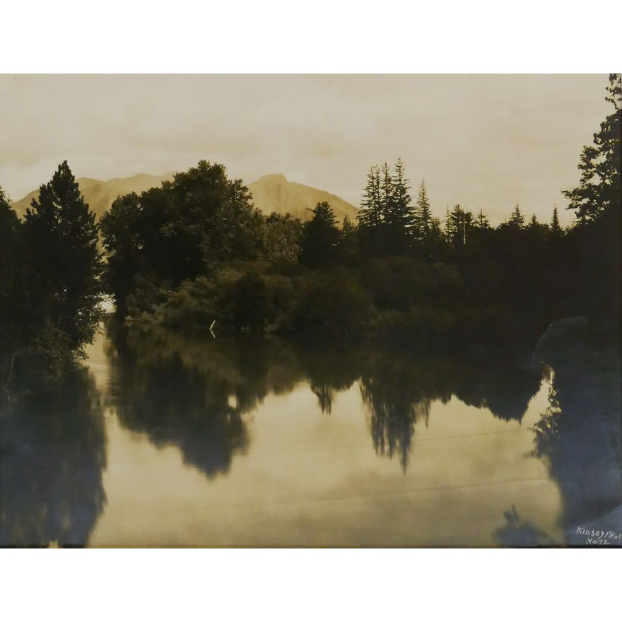 Darius Kinsey Snoqualmie River with Mt Si No.72 Sepia Tone Photograph.