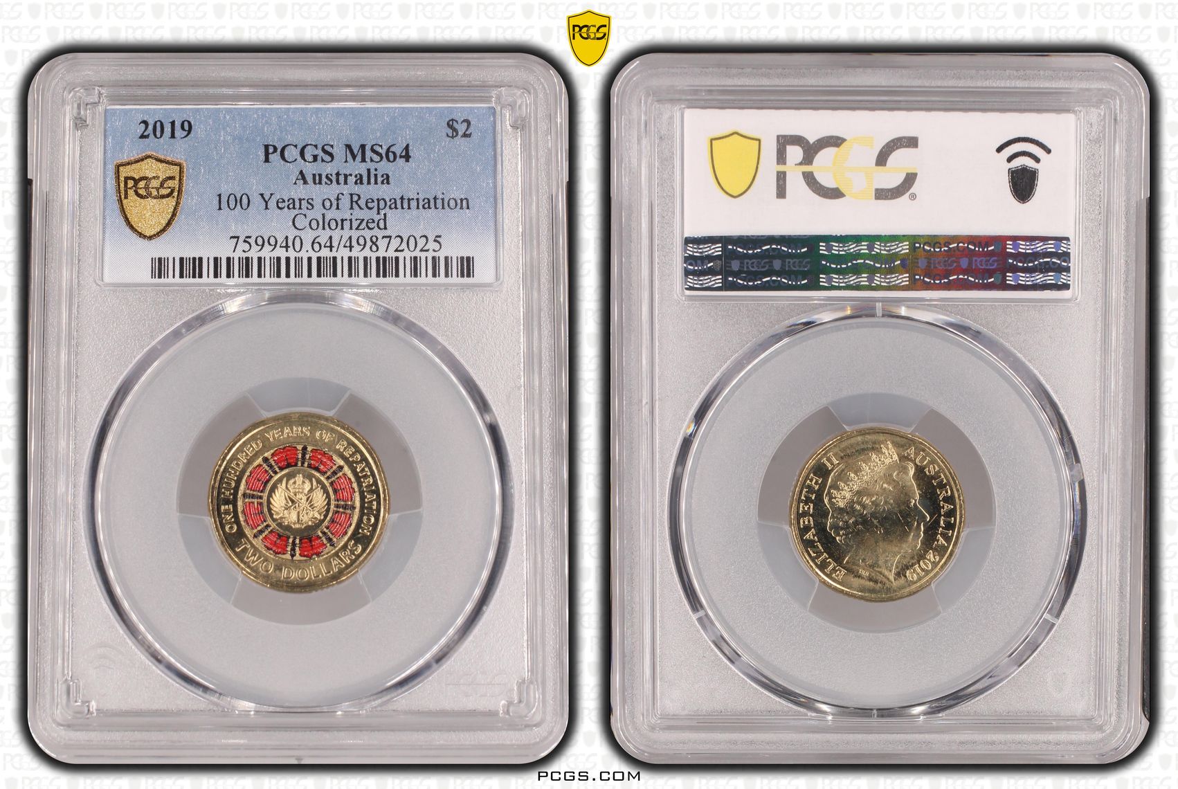 437 · 100 Years of Repatriation - Colorized , Two Dollar, 2019, PCGS MS64