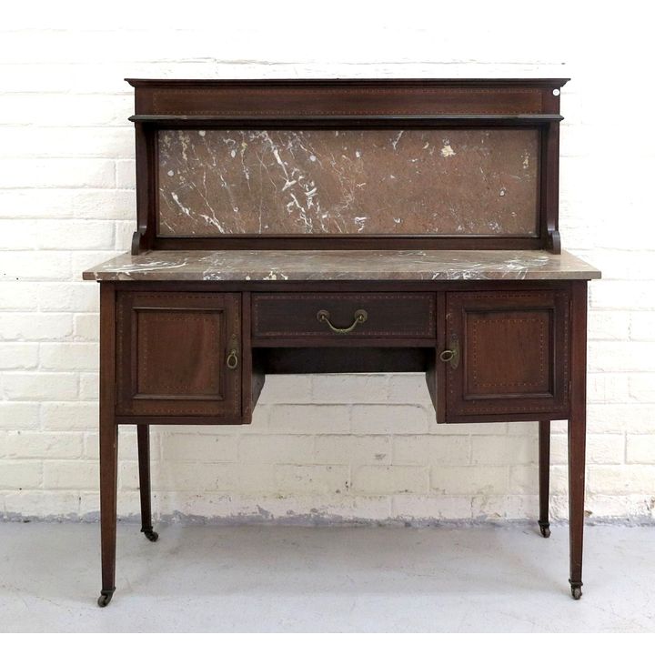 EDWARDIAN INLAID MAHOGANY WASHSTAND
