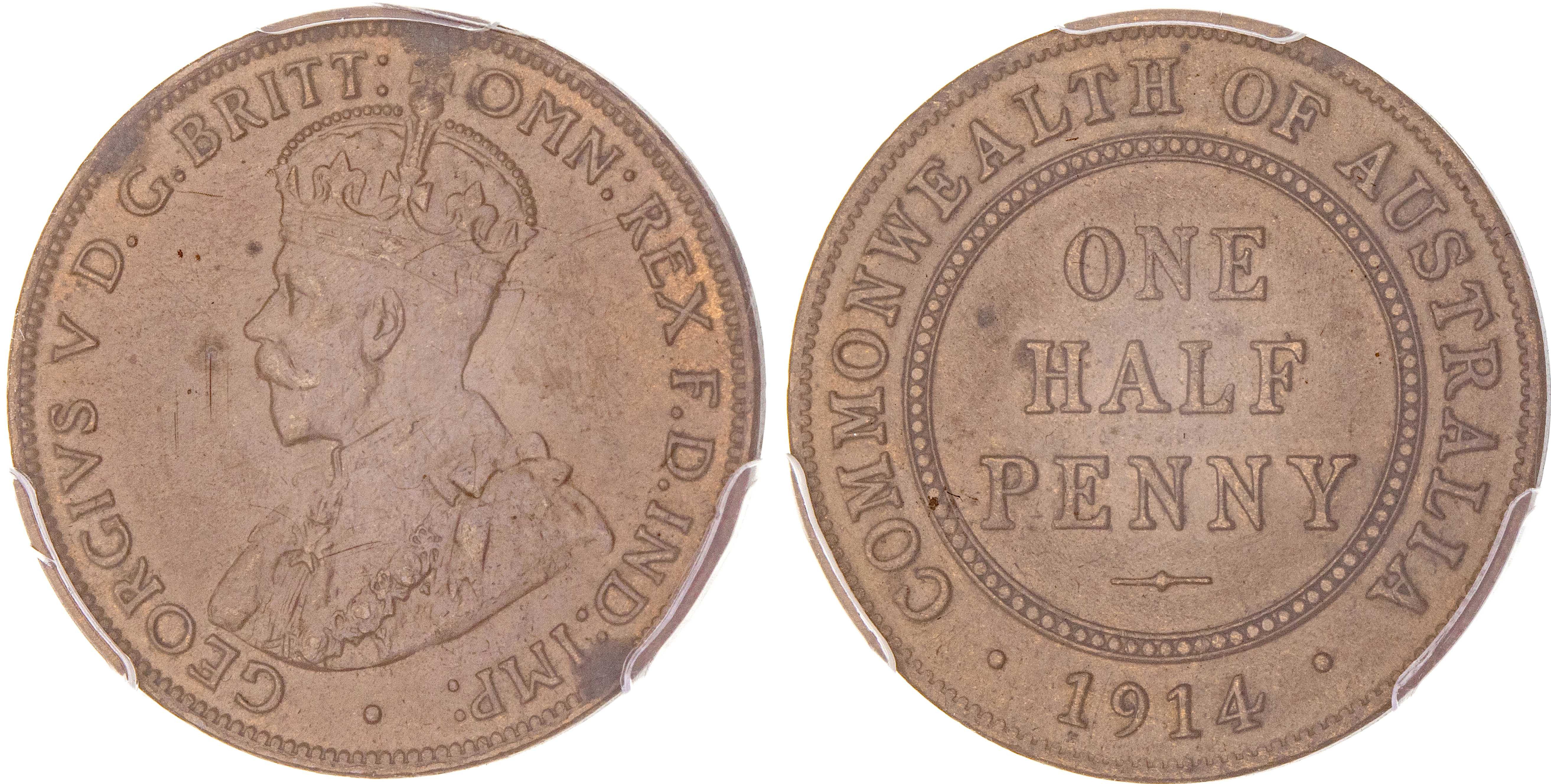 George V, Halfpenny, 1914, PCGS MS 62BN