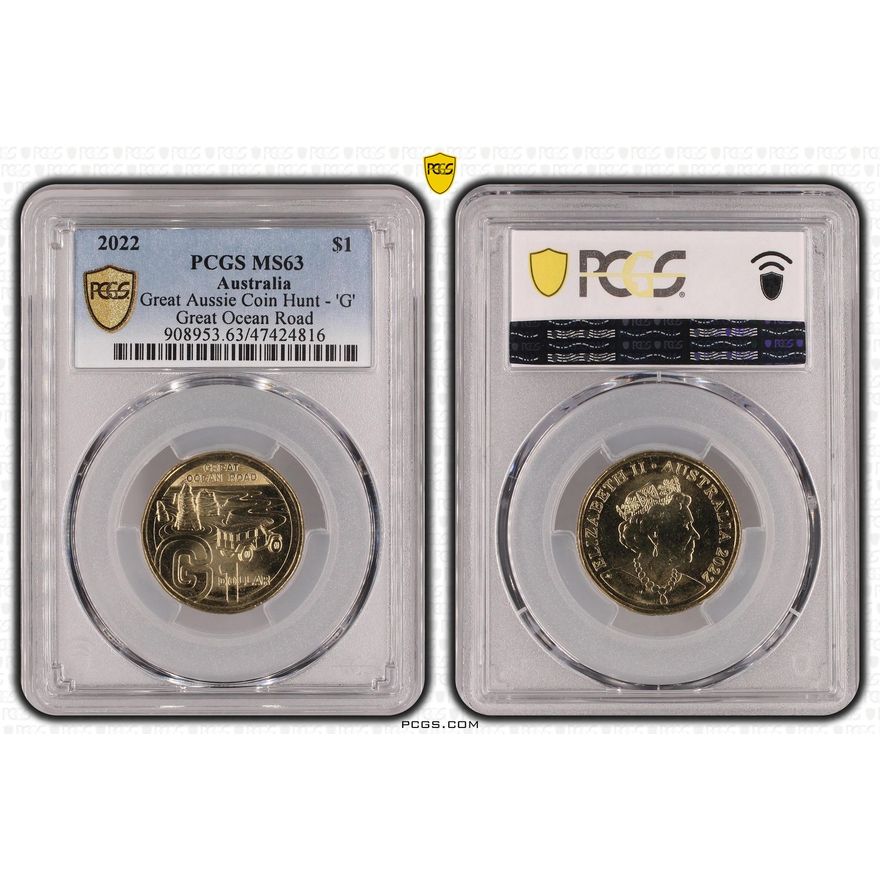 Great Aussie Coin Hunt - 'G', One Dollar, 2022, PCGS MS 63