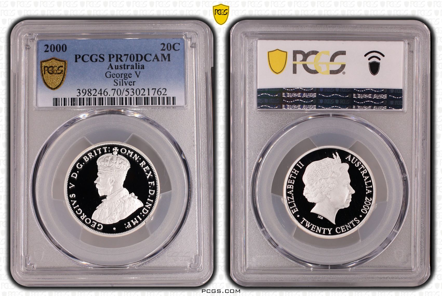 Elizabeth II, George V Silver, Twenty Cent, 2000, PCGS PR70DCAM