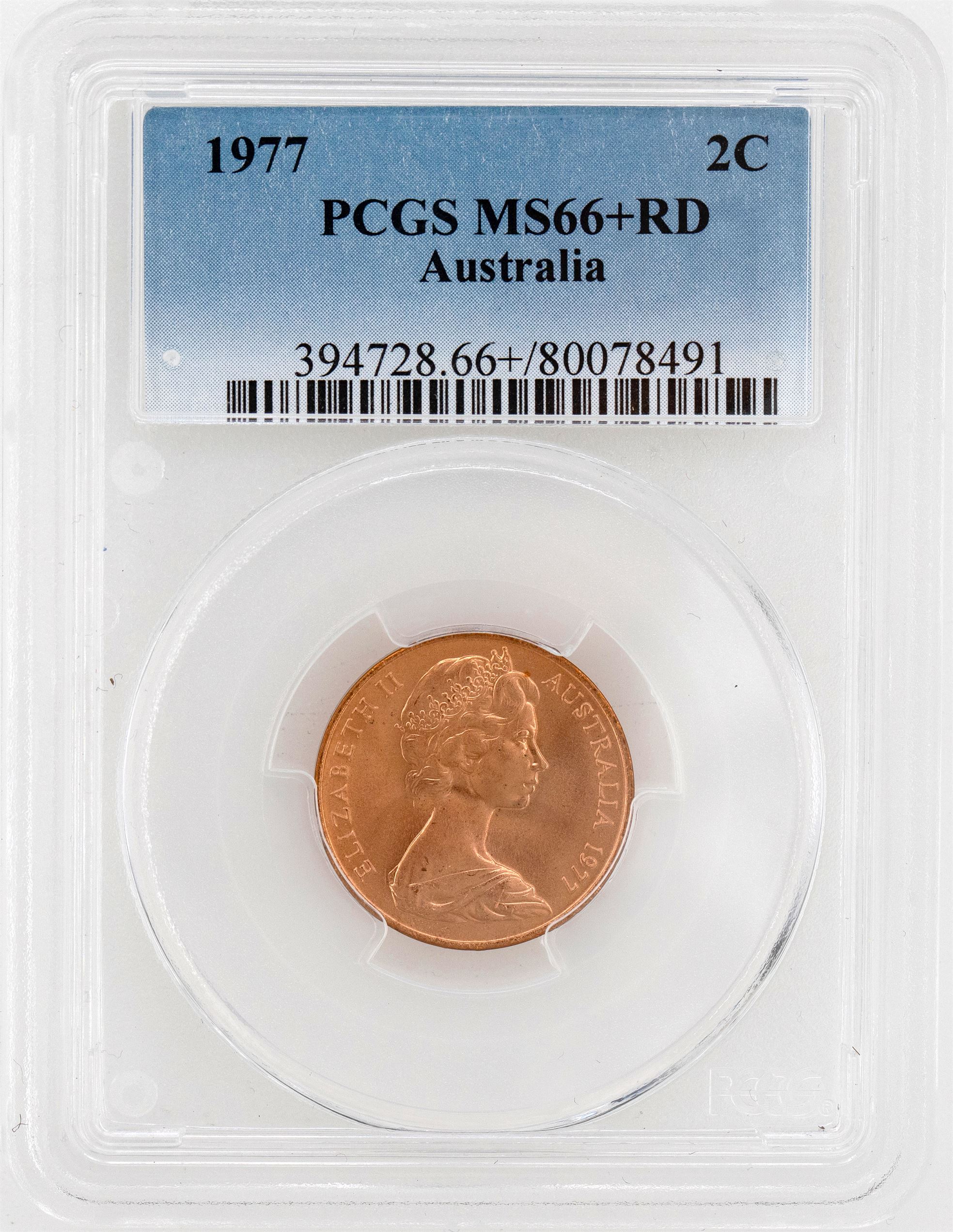 1977 Australia Two Cent, 2c PCGS - MS66+RD -491
