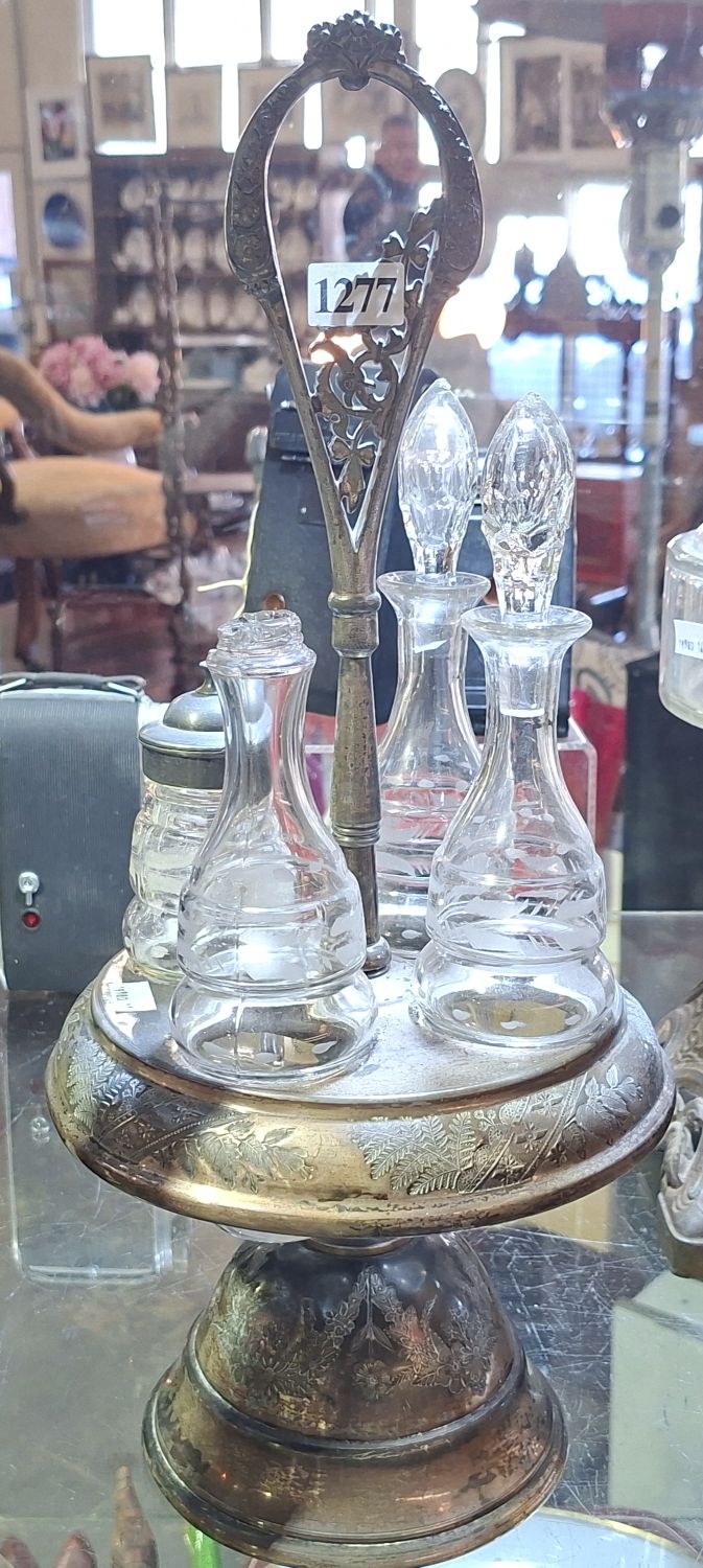 Victorian Silverplated Cruet Condiment Stand