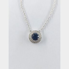 0.210cts Diamonds + 0.200ct Tanzanite/Sapphire In 18ct White Gold Necklace - 51533/131