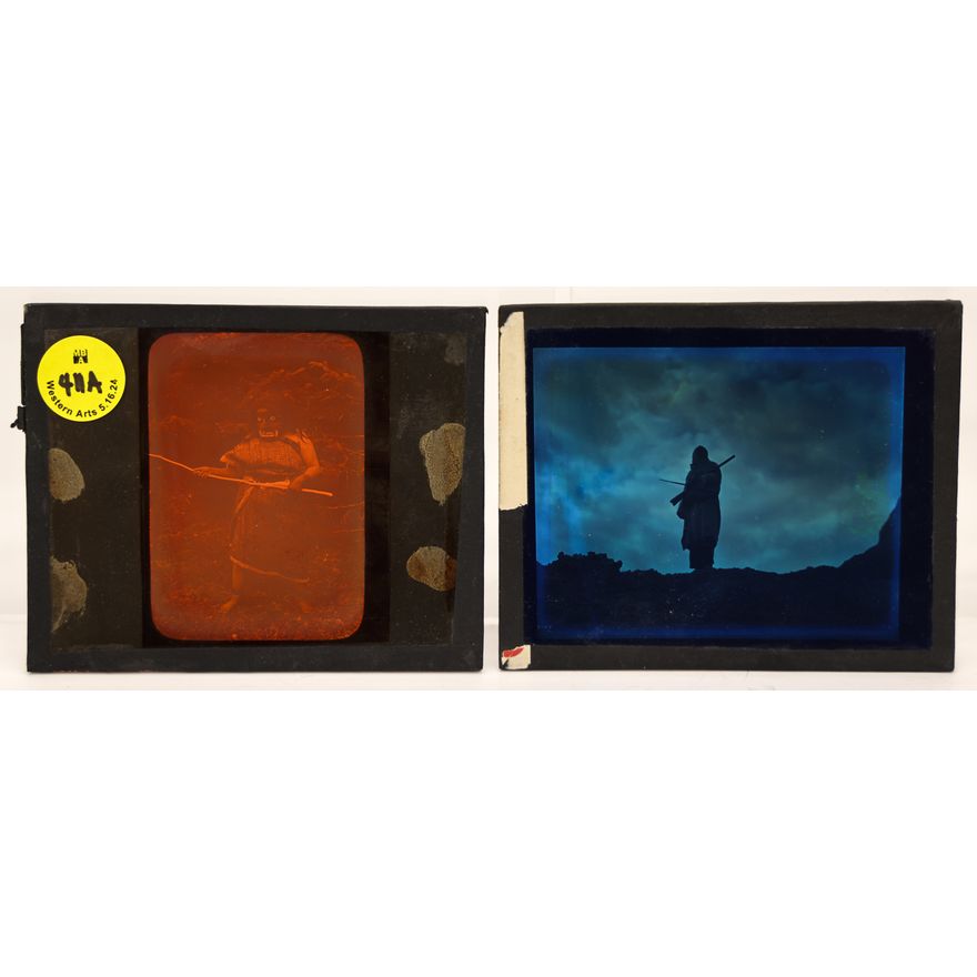 2pc Edward Curtis Indian Magic Lantern Slides