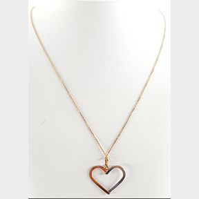 9CT GOLD PLATED & 925 SILVER HEART PENDANT & CHAIN - 51929/10062