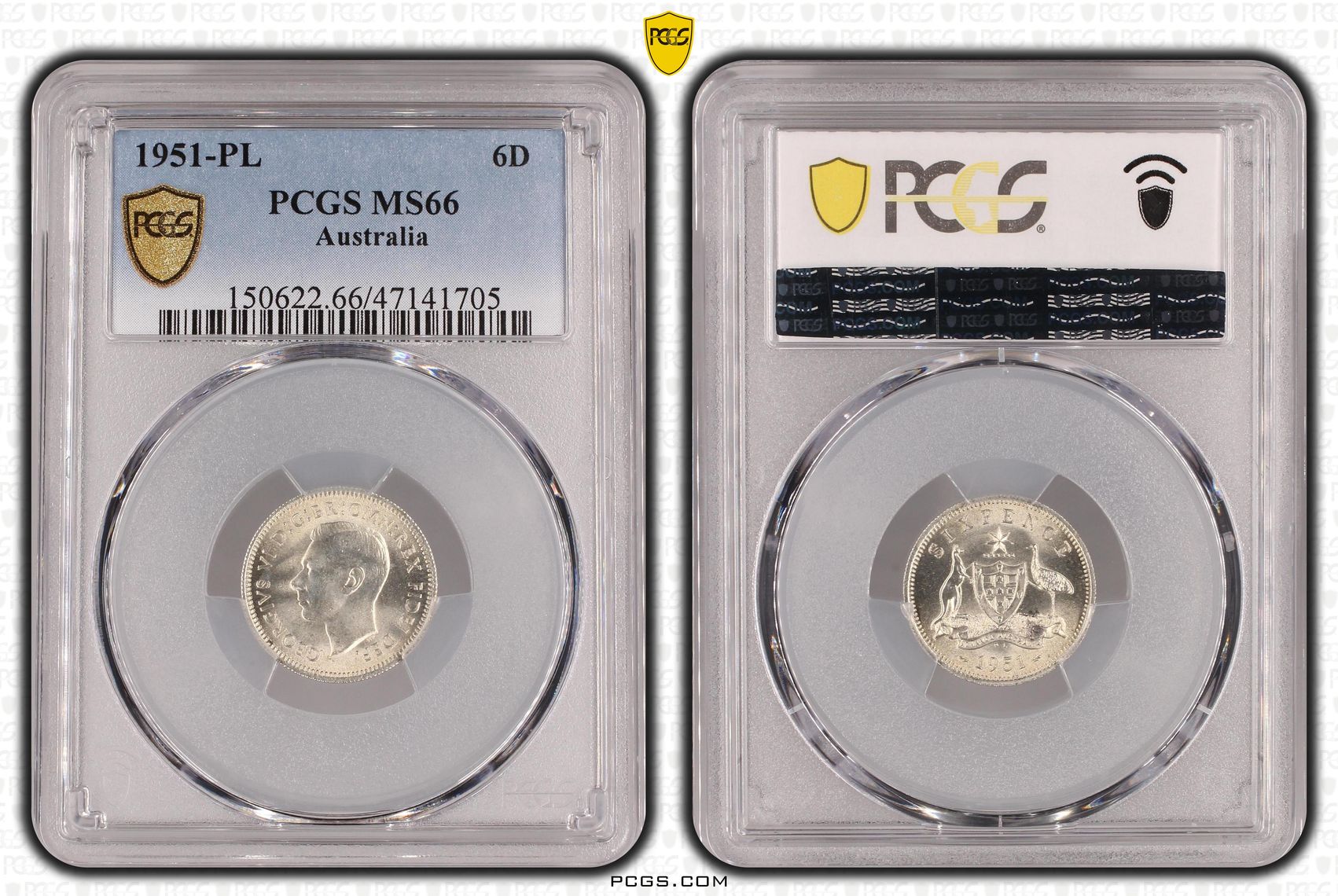 Sixpence, 1951-PL POP Report 6/0, PCGS MS 66