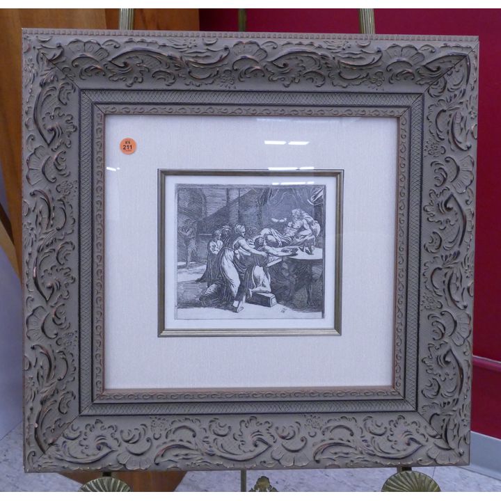 Raphael 'Isaac Blesses Jacob' Etching w/ COA in Gallery Frame- 20x21''