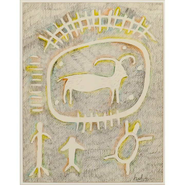Helmi Juvonen ''Petroglyph'' Mixed Media on Paper