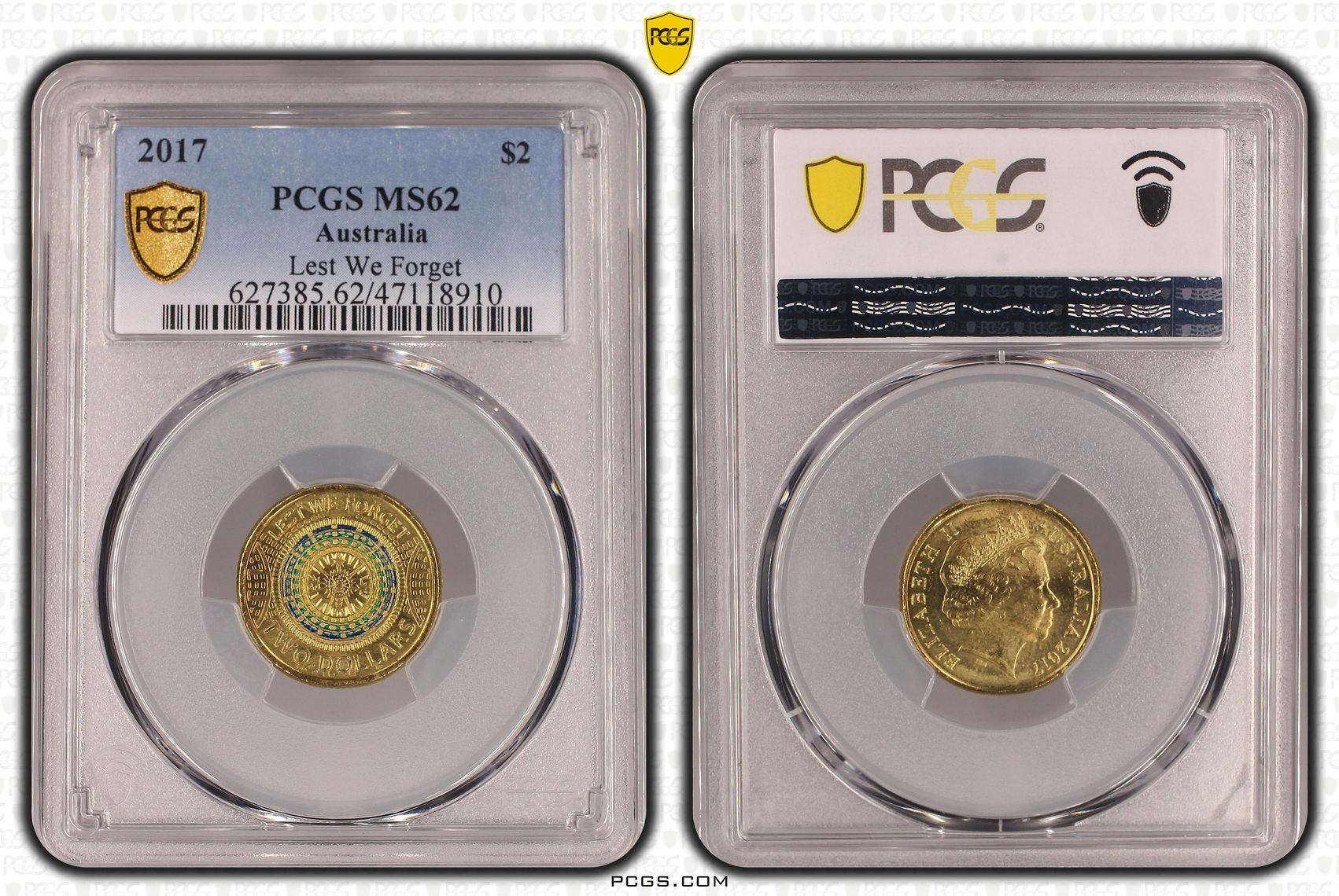 Elizabeth II, Lest We Forget Colorized, Two Dollar, 2017, PCGS MS62