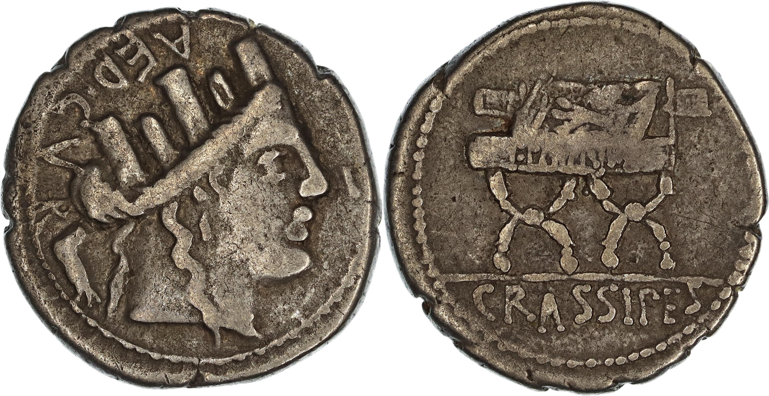 Roman Republic, P. Furius Crassipes, Silver Denarius, 84 BC, gF-nVF