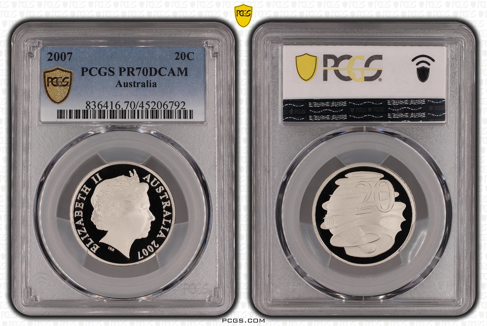Elizabeth II, Twenty Cents, 2007, PCGS PR 70DCAM