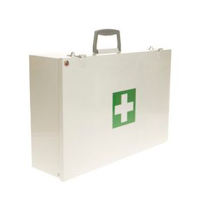 Office Regulation 7 First Aid Kit In Metal Box First Aid kit For 5 15 Persons | INCOMPLETE / LID BENT