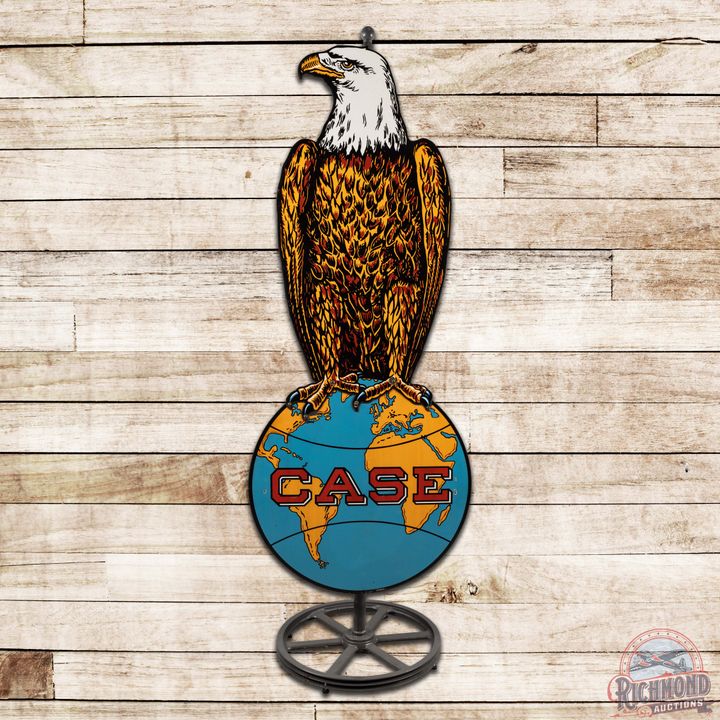 Amazing Case Old Abe w/ Earth 2-piece Die Cut Single Sided Porcelain Sign w/ Stand