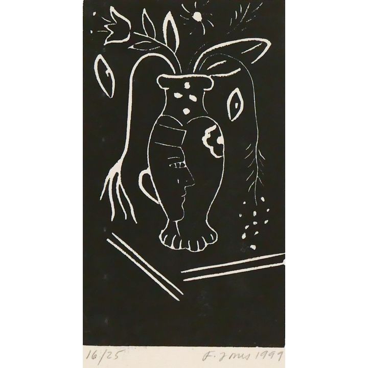 Fay Jones ''Vase'' 1999 Signed Linocut 11''x8.5''