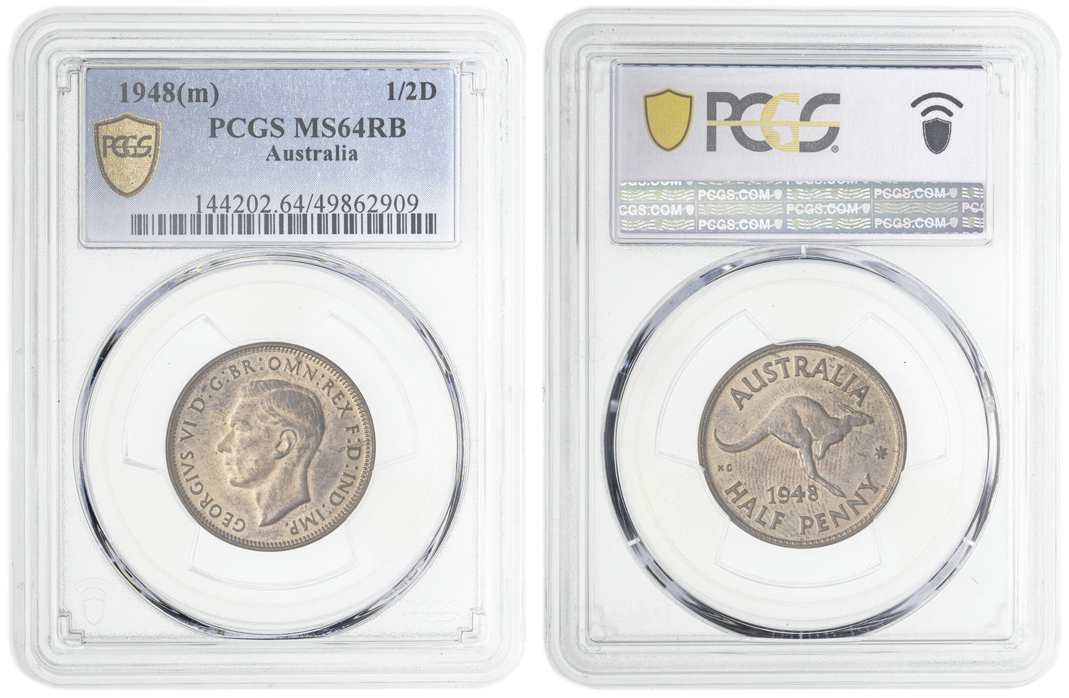George VI, Halfpenny, 1948, PCGS MS64RB