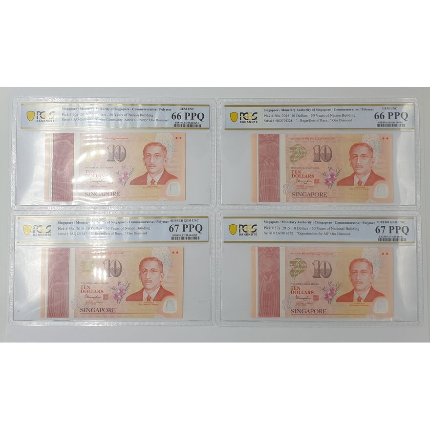 PCGS Graded Singapore $10 Notes (x4)