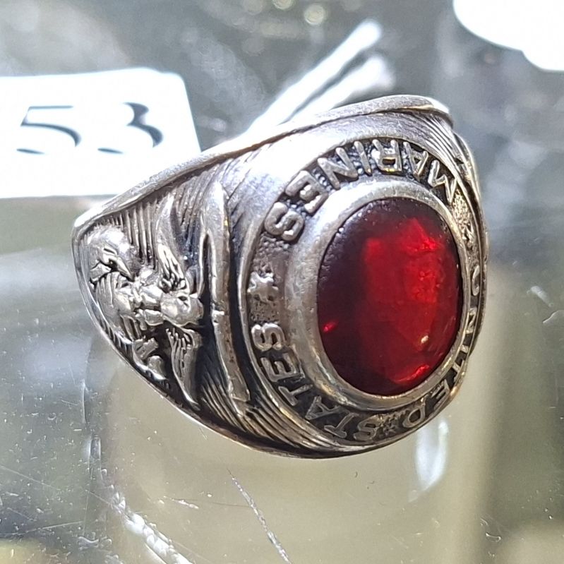 SILVER USA MARINES DRESS RING