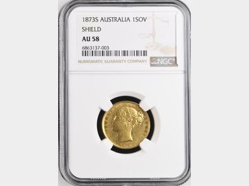 1873 VICTORIA SYDNEY MINT SHIELD GOLD SOVEREIGN AU58