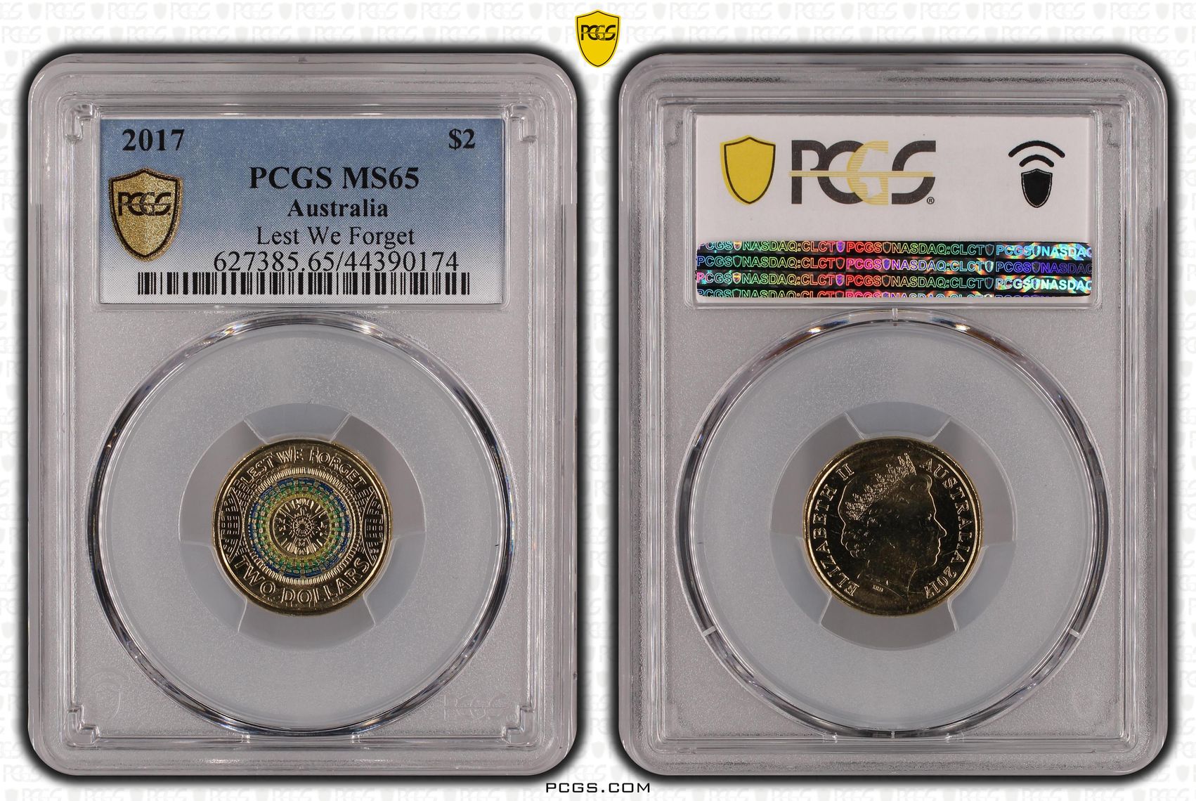 2017 Australia Two Dollar, $2 Lest We Forget PCGS - MS65 -174