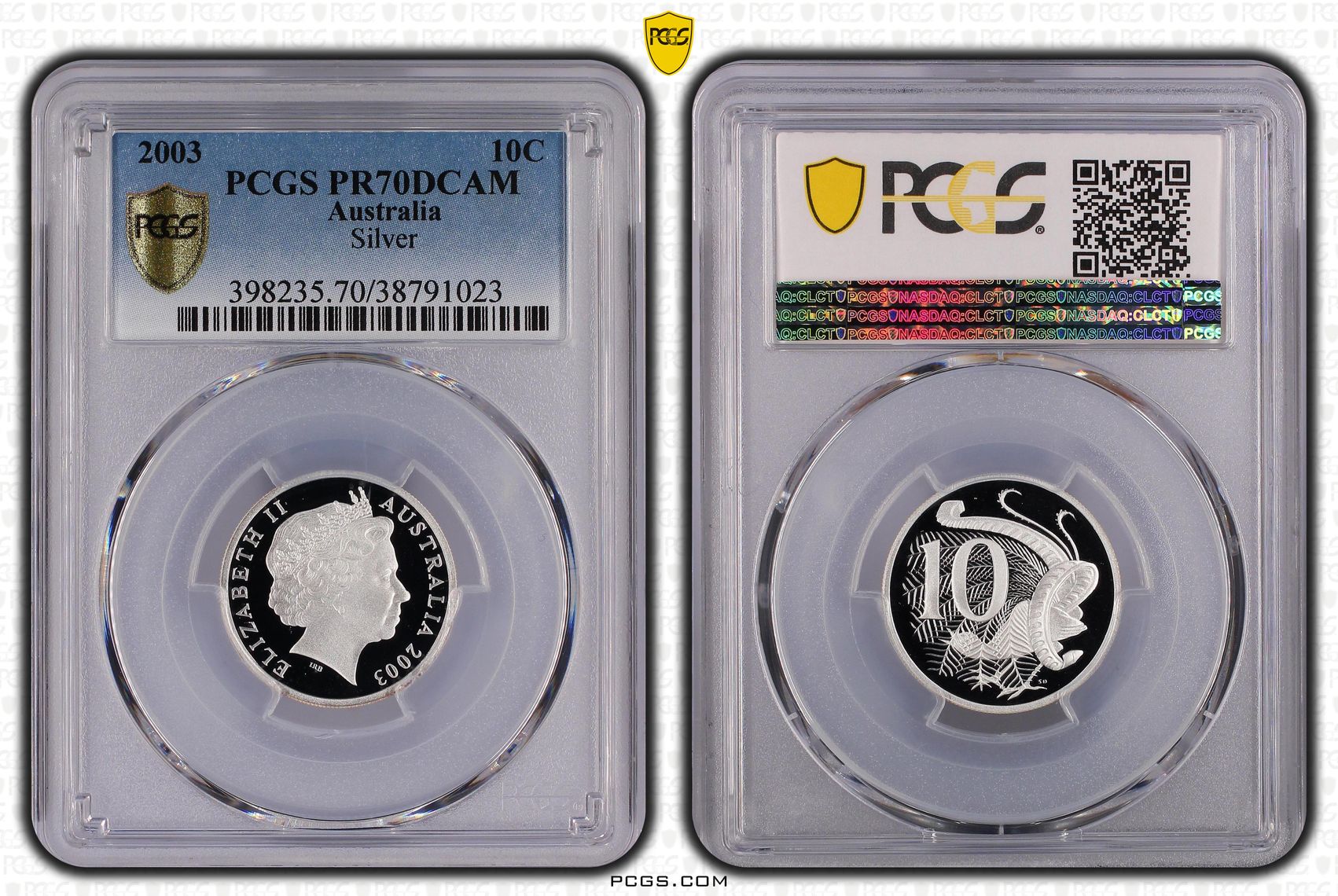 2003 Australia Ten Cent, 10c Silver Silver PCGS - PR70DCAM POP 15/0 -023