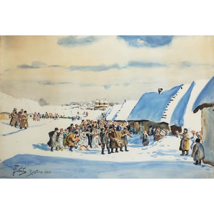 Julian Fałat | Scena weselna z Bystrej, 1920 r.