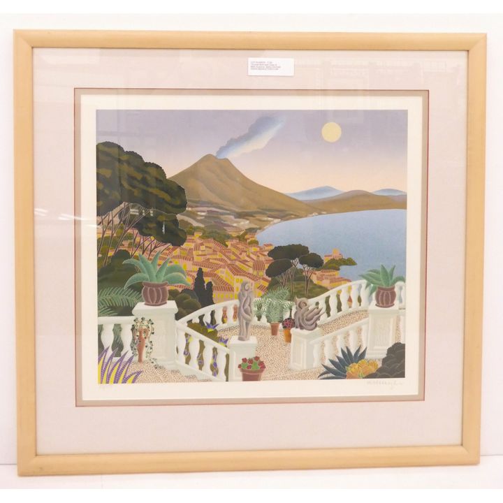 Thomas McKnight 'View of Vesuvius' S/N Serigraph- 26x27'' framed